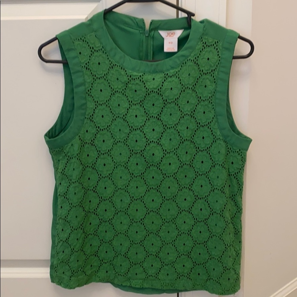 JOE Green Eyelet Top, Size Small